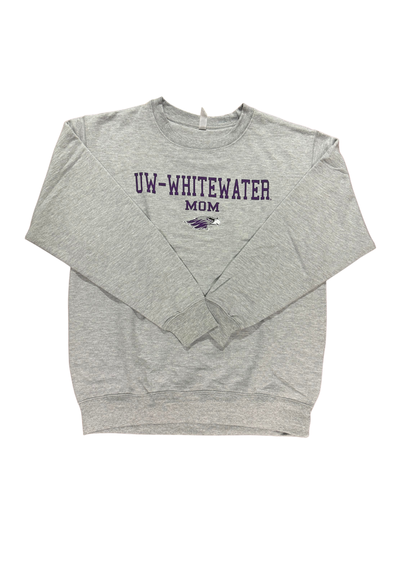 Zuni Women s Crewneck Sweatshirt UW Whitewater over Mom over Mascot UW Whitewater Bookstore