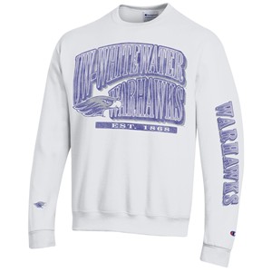 Champion Crewneck Sweatshirt White with Purple Ombre Words - main view