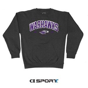 Image of CI Sport Crewneck Sweatshirt Embroidered Warhawks over Mascot Diamond Stitch
