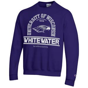Champion Crewneck Sweatshirt Half Circle University of Wisconsin over Whitewater with Mascot in Middle - main view