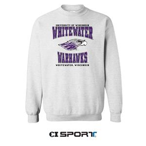 Image of CI Sport Crewneck Sweatshirt with University of Wisconsin Whitewater over Mascot and Warhawks
