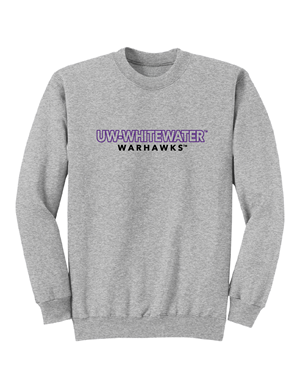 Freedom Wear Crewneck Emproidered UW-Whitewater in Purple over Warhawks in Black -  heather