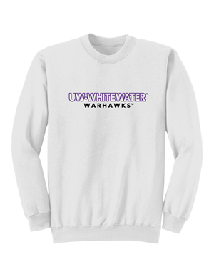Freedom Wear Crewneck Emproidered UW-Whitewater in Purple over Warhawks in Black -  white