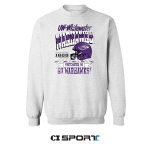 Image of CI Sport Crewneck Sweatshirt UW-Whitewater Warhawks Vintage Football Helmet Design