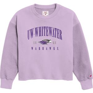 Image of League Crewneck Oversized Cropped EMB UW-Whitewater over Mascot - lavender (SKU: 10769621155) Image of League Crewneck Oversized Cropped EMB UW-Whitewater over Mascot - lavender