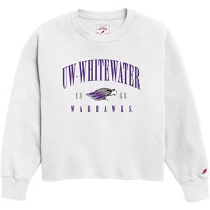 Image of League Crewneck Oversized Cropped EMB UW-Whitewater over Mascot - white (SKU: 10769621155) Image of League Crewneck Oversized Cropped EMB UW-Whitewater over Mascot - white