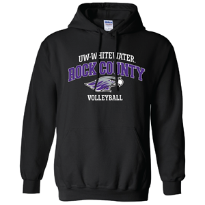 Hooded Sweatshirt Rock County over Mascot and Volleyball CS -  black