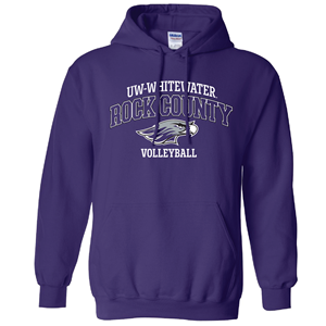 Hooded Sweatshirt Rock County over Mascot and Volleyball CS -  purple