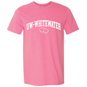 Image of Valentine's Day T-Shirt UW-Whitewater over Hearts