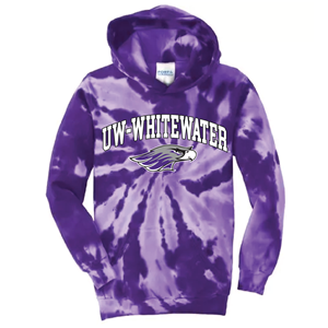 Image of Youth Hooded Sweatshirt Tie Dye Uw-Whitewater over Mascot CS