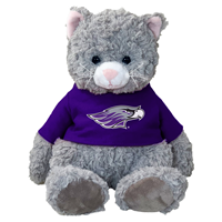 Image of Plushie - Cuddle Buddy wearing Purple Warhawk Shirt