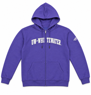 Freedom Wear Full Zip with a Hood and UW-Whitewater with Mascot on Sleeve - main view