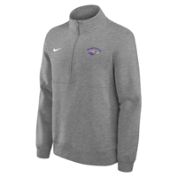 Image of Nike 1/2 Zip Club Fleece Embroidered UW-Whitewater arched over Mascot -  grey