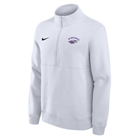 Image of Nike 1/2 Zip Club Fleece Embroidered UW-Whitewater arched over Mascot -  white