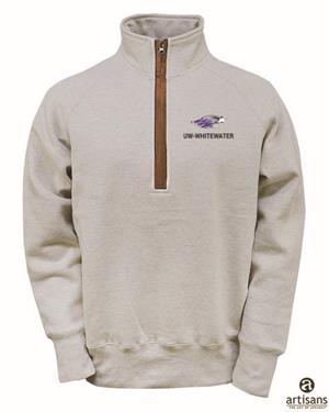 Image of Artisans 1/4 Zip Sweatshirt with Mascot over UW-Whitewater