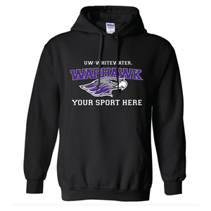 Custom Hood - UW-Whitewater over Warhawks and Mascot over Custom Club Sport Name -  2