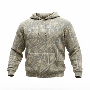 Uscape Hooded Sweatshirt Faded Camo UW-Whitewater over Mascot - main view