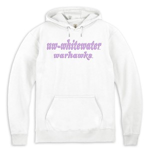New Agenda Hoodie White with Purple Bubble Puff UW-Whitewater over Warhawks - main view