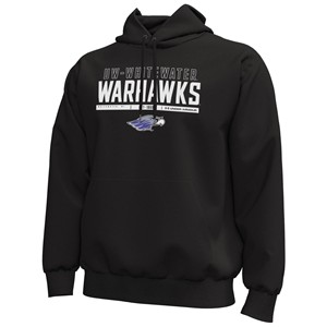 Under Armor Hooded Sweatshirt Black UW-Whitewater Warhawks over Est-1868 with Mascot - main view