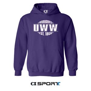 CI Sport Hooded Sweatshirt with Warhawks over UWW Established 1868