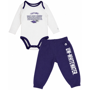 Infant White Future Warhawks Onesie with Purple UW-Whitewater Pants - main view