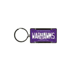 Keychain - License Plate with UW-Whitewater over Warhawks Established 1868