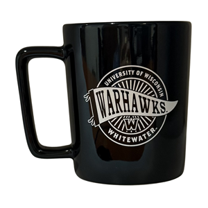 Mug - Black University of Wisconsin Whitewater Banner Warhawks with Secondary Logo - main view