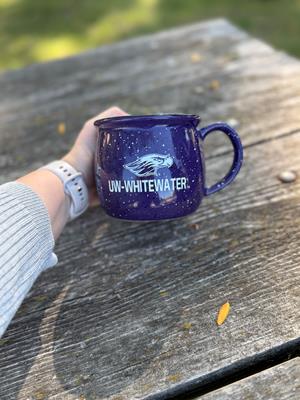 Image of Mug - Speckled Purple Colonial Ceramic Mascot over UW-Whitewater