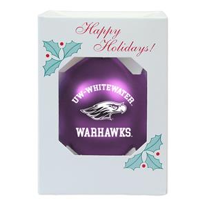 Ornament - UW-Whitewater Mascot over Warhawks -  purple