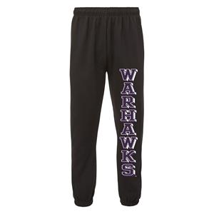 Image of MV Sport Fleece Joggers with Block Lettering Warhawks Down Leg -  black