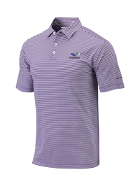Columbia Golf Striped Polo with Embroidered Mascot over UW-Whitewater