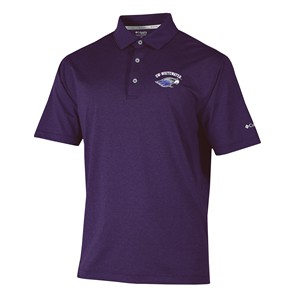 Columbia Polo Dark Purple UW-Whitewater Arched over Mascot - main view