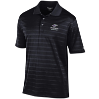 Champion Texture Striped Polo with Embroidered Mascot over UW-Whitewater Warhawks