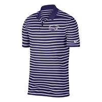 Dri-Fit Victory Striped Polo with Embroidered UW-Whitewater arched over Mascot