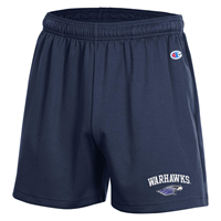 Champion Navy Shorts with Warhawks over Mascot and drawstring