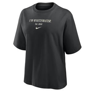 Image of Nike Womens Boxy T-Shirt with UW-Whitewater over Established 1868 -  black