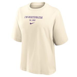 Image of Nike Womens Boxy T-Shirt with UW-Whitewater over Established 1868 -  cream