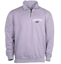 Ouray 1/4 Zip Sweatshirt Pastel Lilac with Embroidered UW-Whitewater arched over Mascot