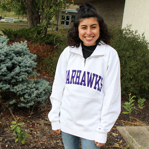 Image of Blue 84 1/4 Zip with Arched Warhawks Tackle Twill Lettering - white (SKU: 10531105161) Image of Blue 84 1/4 Zip with Arched Warhawks Tackle Twill Lettering - white