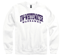 New Agenda Crewneck Sweatshirt with UW-Whitewater Tackle Twill Lettering over Warhawks Embroidery