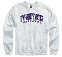 New Agenda Crewneck Sweatshirt with UW-Whitewater Tackle Twill Lettering over Warhawks Embroidery