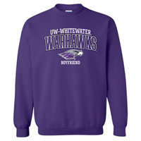 Boyfriend: Crewneck Sweatshirt UW-Whitewater Warhawk over Mascot and Boyfriend