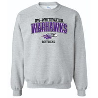 Boyfriend: Crewneck Sweatshirt UW-Whitewater Warhawk over Mascot and Boyfriend