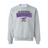 Brother Youth: Crewneck Sweatshirt UW-Whitewater Warhawk over Mascot and Brother