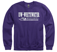 New Agenda Crewneck Sweatshirt with UW-Whitewater over Warhawks and Whitewater Wisconsin in box