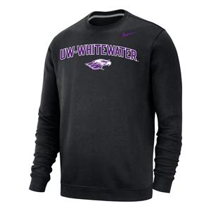 Image of Crewneck Sweatshirt Club Fleece with UW-Whitewater over Mascot -  black