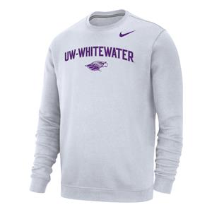 Image of Crewneck Sweatshirt Club Fleece with UW-Whitewater over Mascot -  white