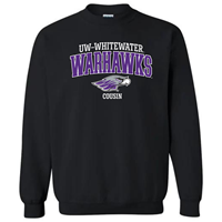 Cousin: Crewneck Sweatshirt UW-Whitewater Warhawk over Mascot and Cousin