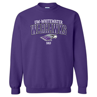 Dad: Crewneck Sweatshirt UW-Whitewater Warhawk over Mascot and Dad