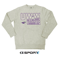 CI Sport Crewneck Sweatshirt with Embroidered UW-W over Warhawks and Mascot